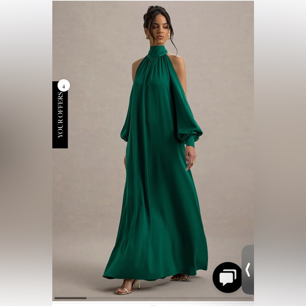 Club L London Elegant Green Long Sleeve Dress